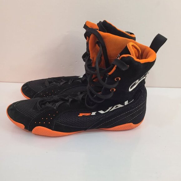 Rival RSX-ONE Mens Boxing Shoes Boots Black Orange Lace Up Size 11 - Picture 3 of 8